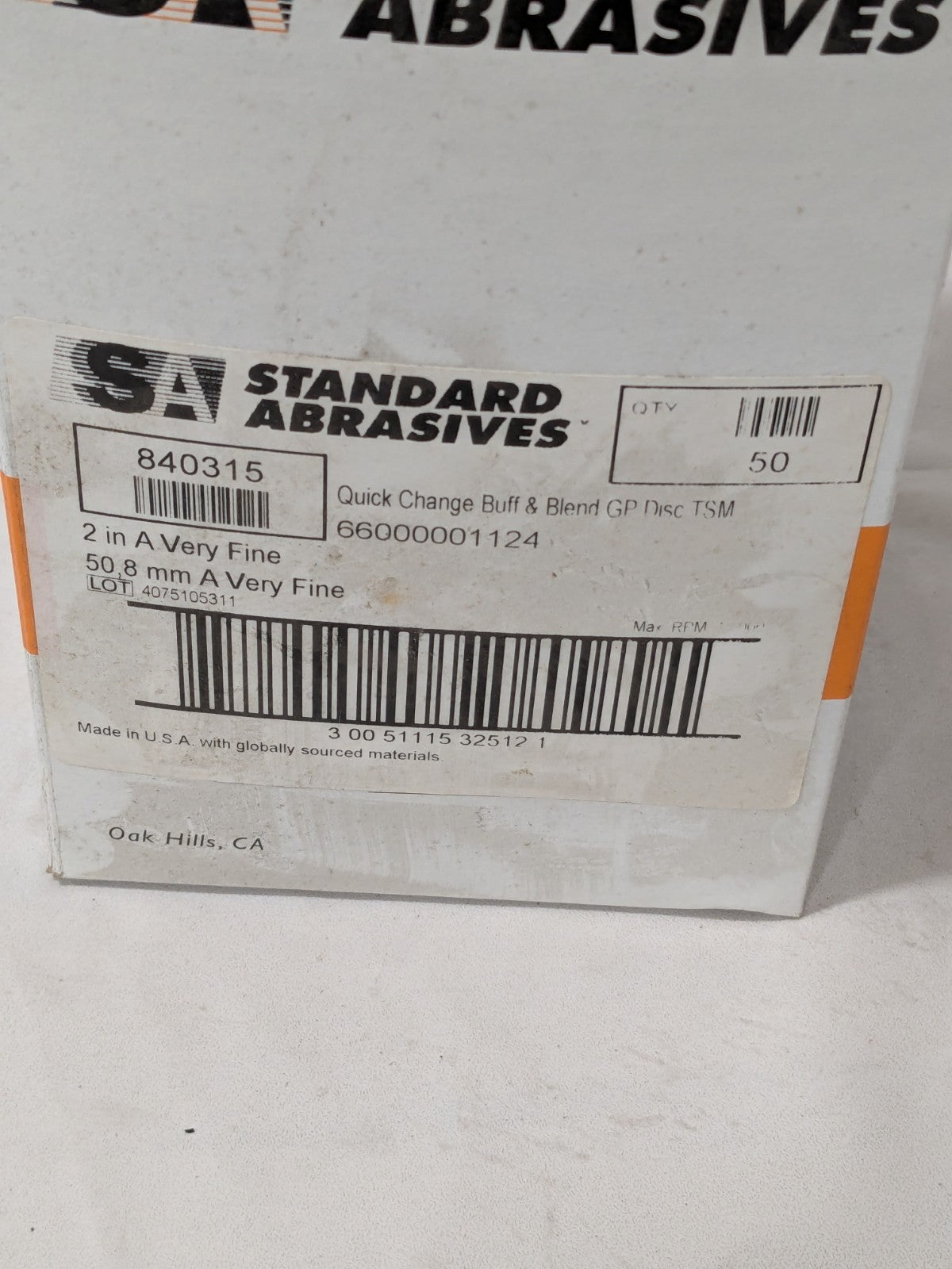 SA Quick-Change Disc: TSM, 2" Dia, AO, Non-Woven Box of 50 7000046744