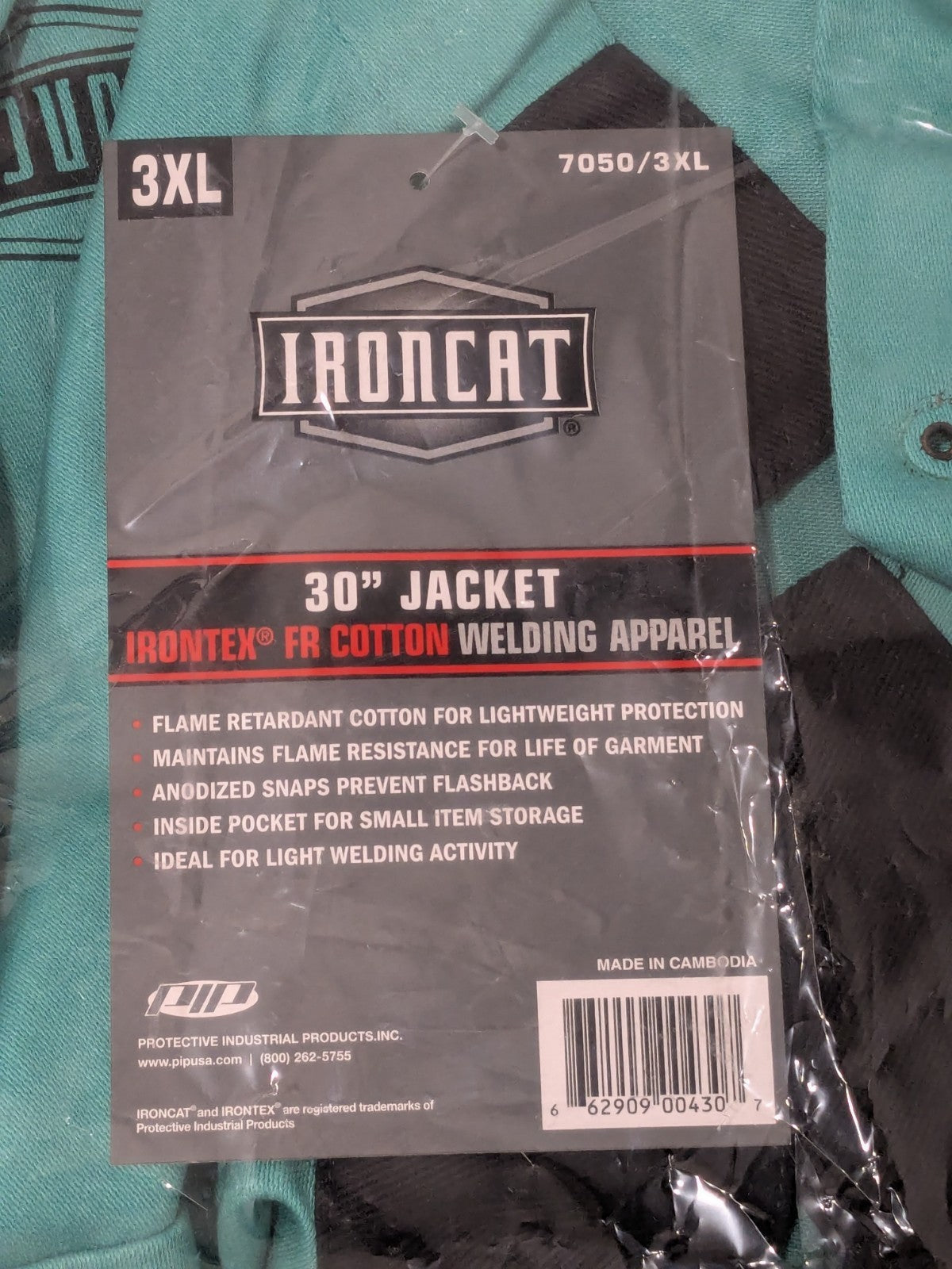 Ironcat Jacket: Fire-Resistant & Welding, Size 3X-Large, Cotton 7050/3XL
