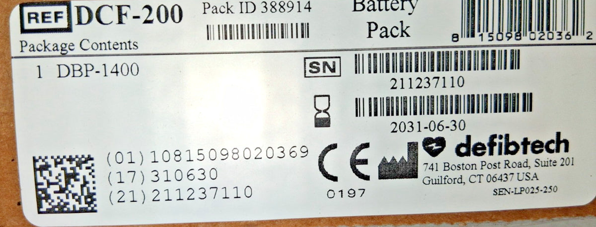Defibtech Defibrillator Battery Pack DCF-200