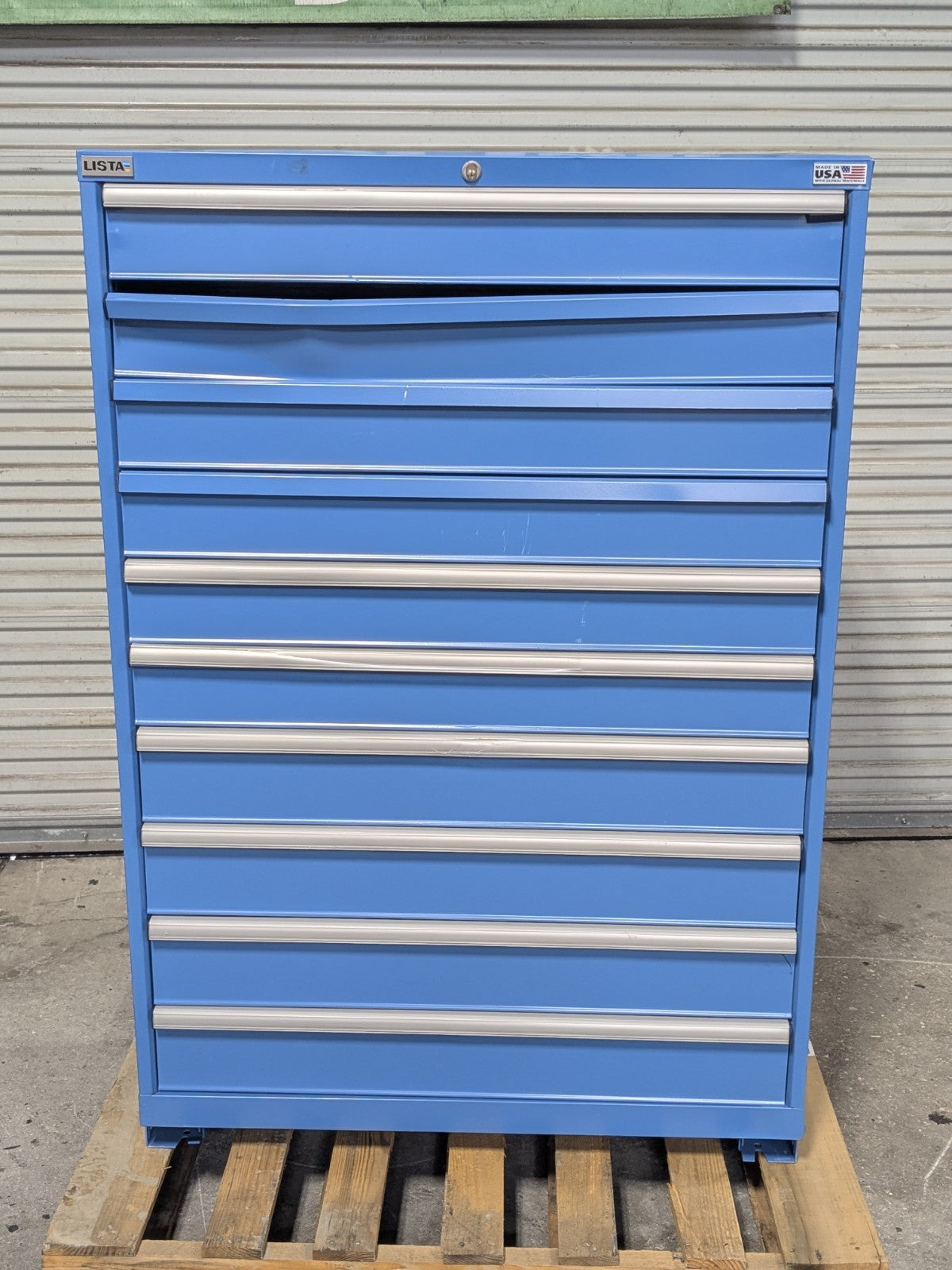 Lista 10 Drawer Industrial Storage Cabinet Steel Blue 59 x 40 x 22 Parts/Repair