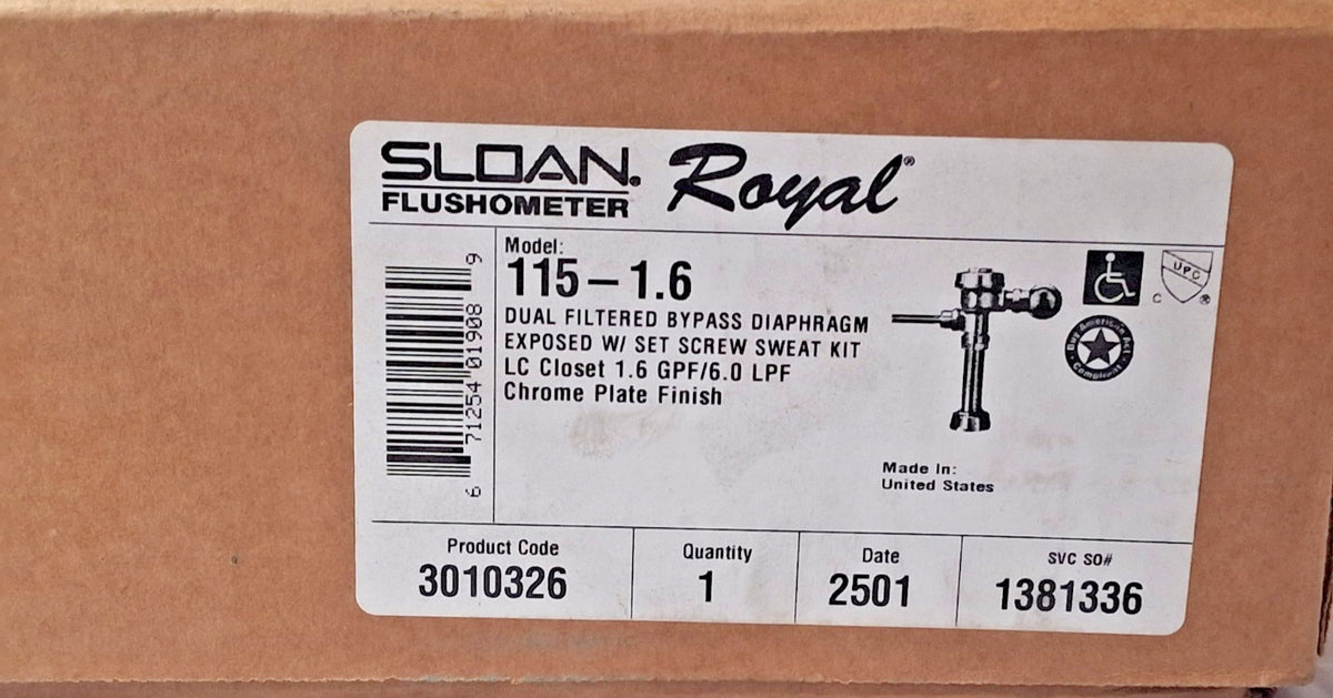 Sloan Royal 115-1.6 Water Closet Flushometer 1.6 GPF 24" Rough-In 115-1.6