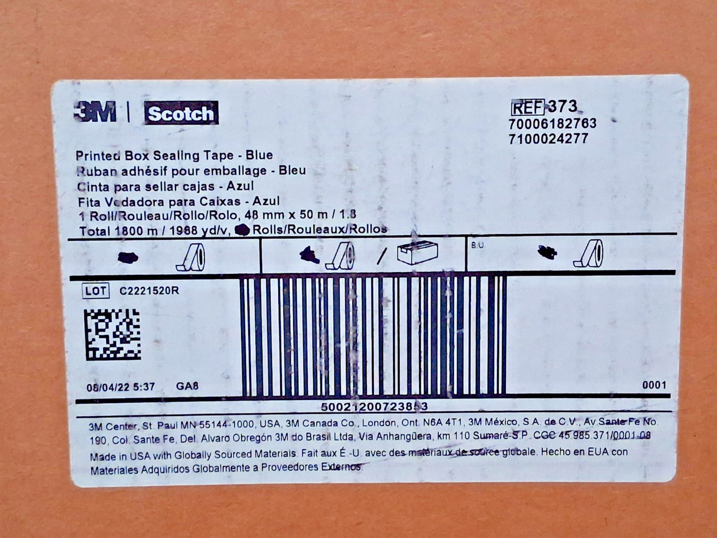 Scotch Rubber Adhesive Box Sealing Tape Rolls Blue 48mm x 50m QTY6 7100024277