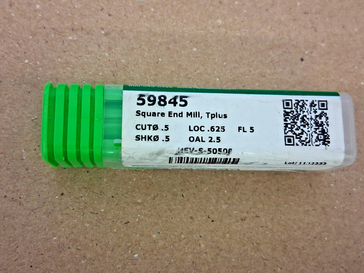 Helical Solutions Square End Mill 1/2" Dia 5/8" LOC 59845