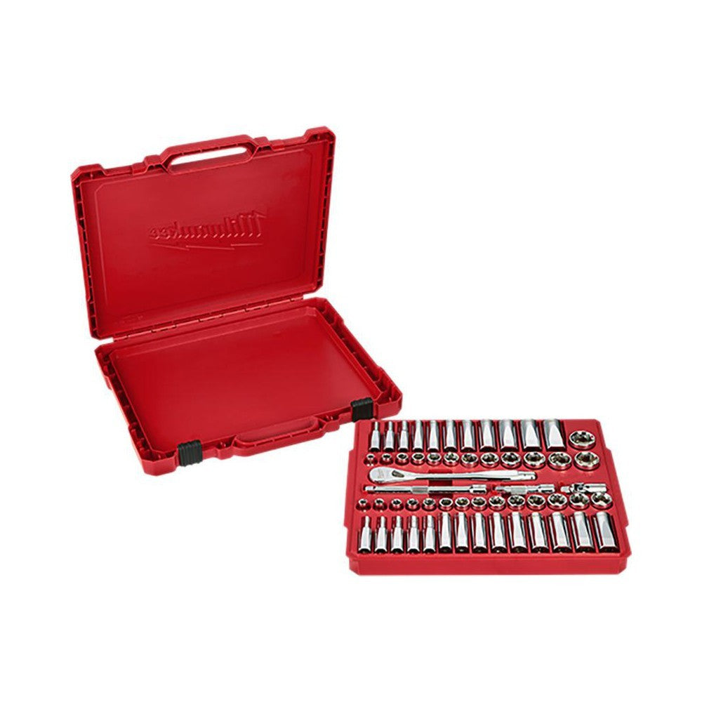 Milwaukee Tool 56 Pc. 3/8" Drive SAE & Metric Ratchet & Socket Set 48-22-9008
