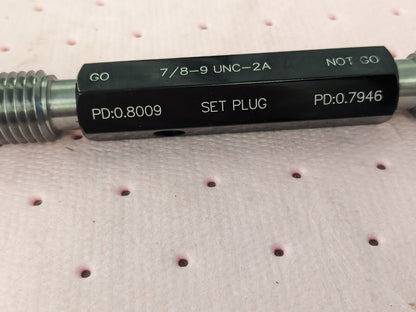 SPI Truncated Taperlock Gage: 7/8-9, Go & No Go 23-200-9