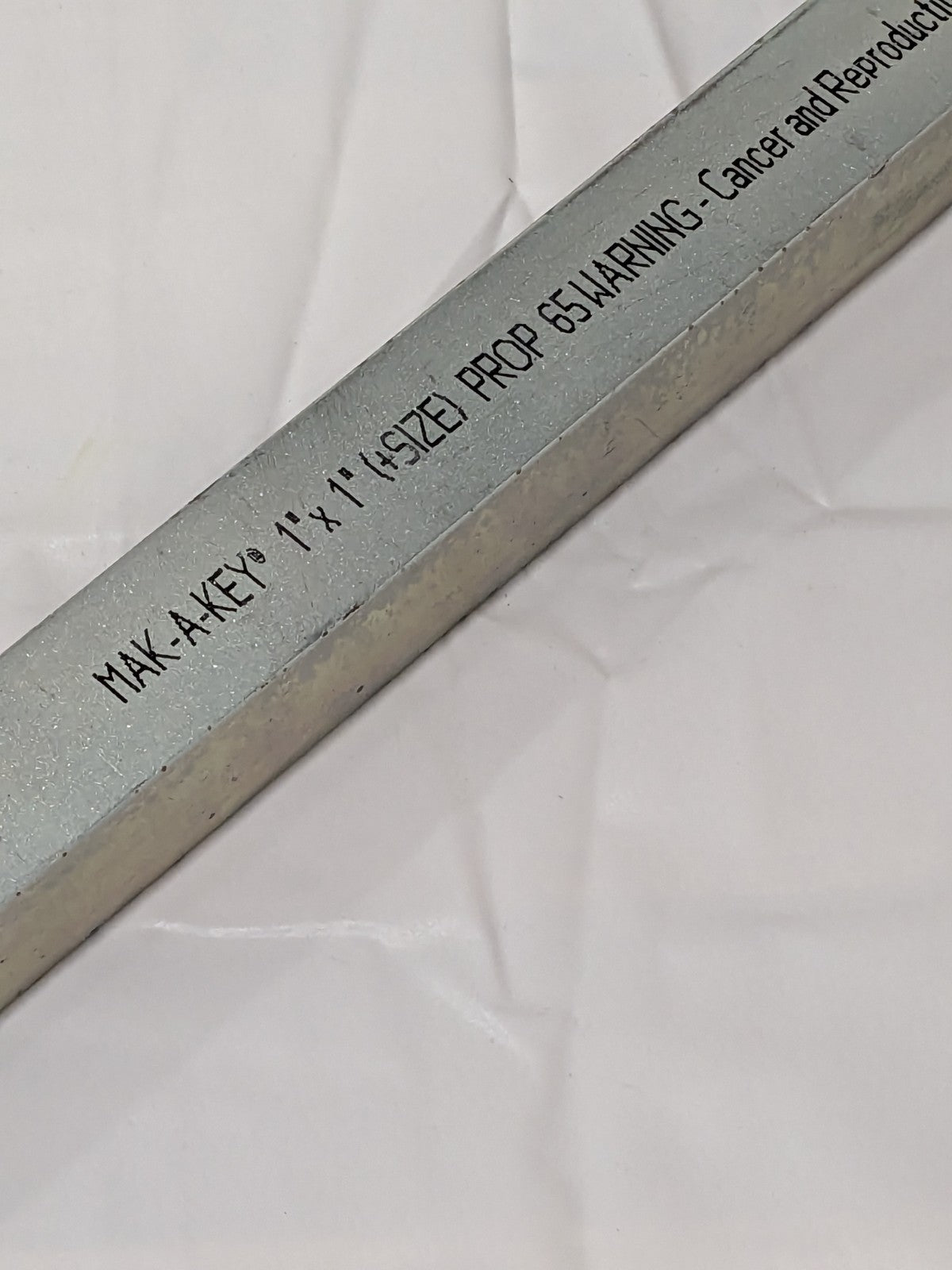 MAK-A-KEY Oversized Key Stock: 1" X  1" X  12" Steel, Zinc-Plated 3610001000-12