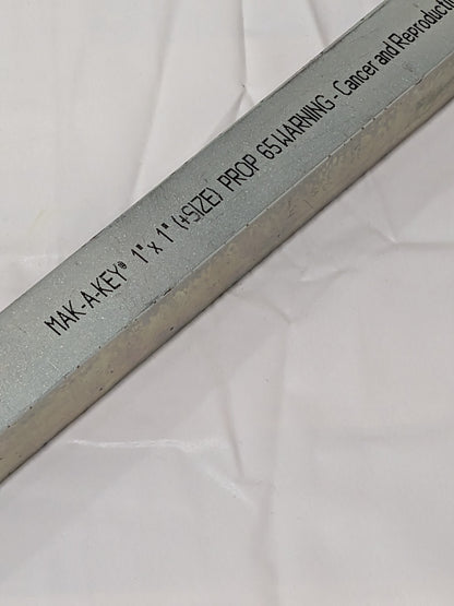 MAK-A-KEY Oversized Key Stock: 1" X  1" X  12" Steel, Zinc-Plated 3610001000-12