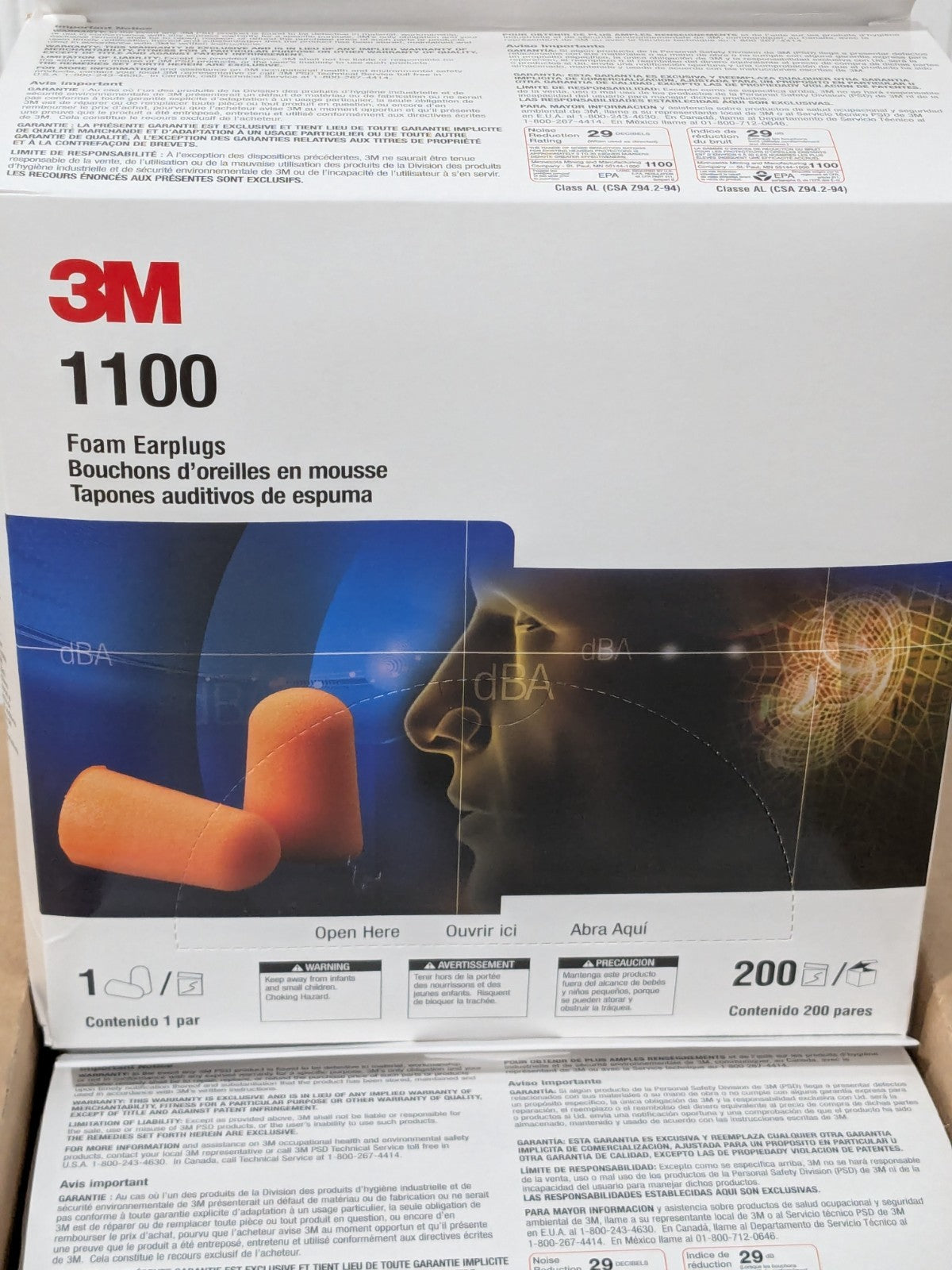 3M Uncorded Earplugs, 29 dB Noise Reduction 1000 Pairs 7100099847