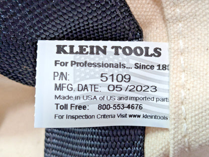 Klein Tools Canvas Bucket Wide-Opening Straight-Wall Molded Bottom 12" 5109