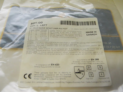 Impacto Size L Left hand  Anti-Impact Gloves Liner with Padding Qty 3 501-00