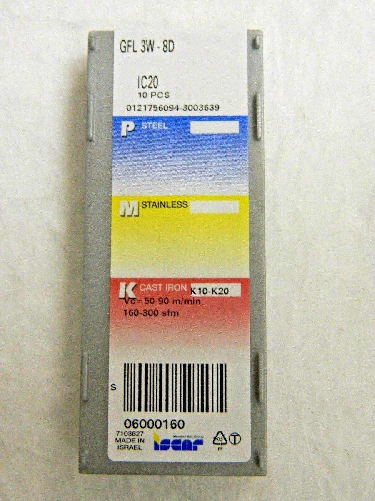 Iscar Carbide Cut-Off Inserts 0.1181" CW GFL 3W-8D Grade IC20 Qty 10 600016