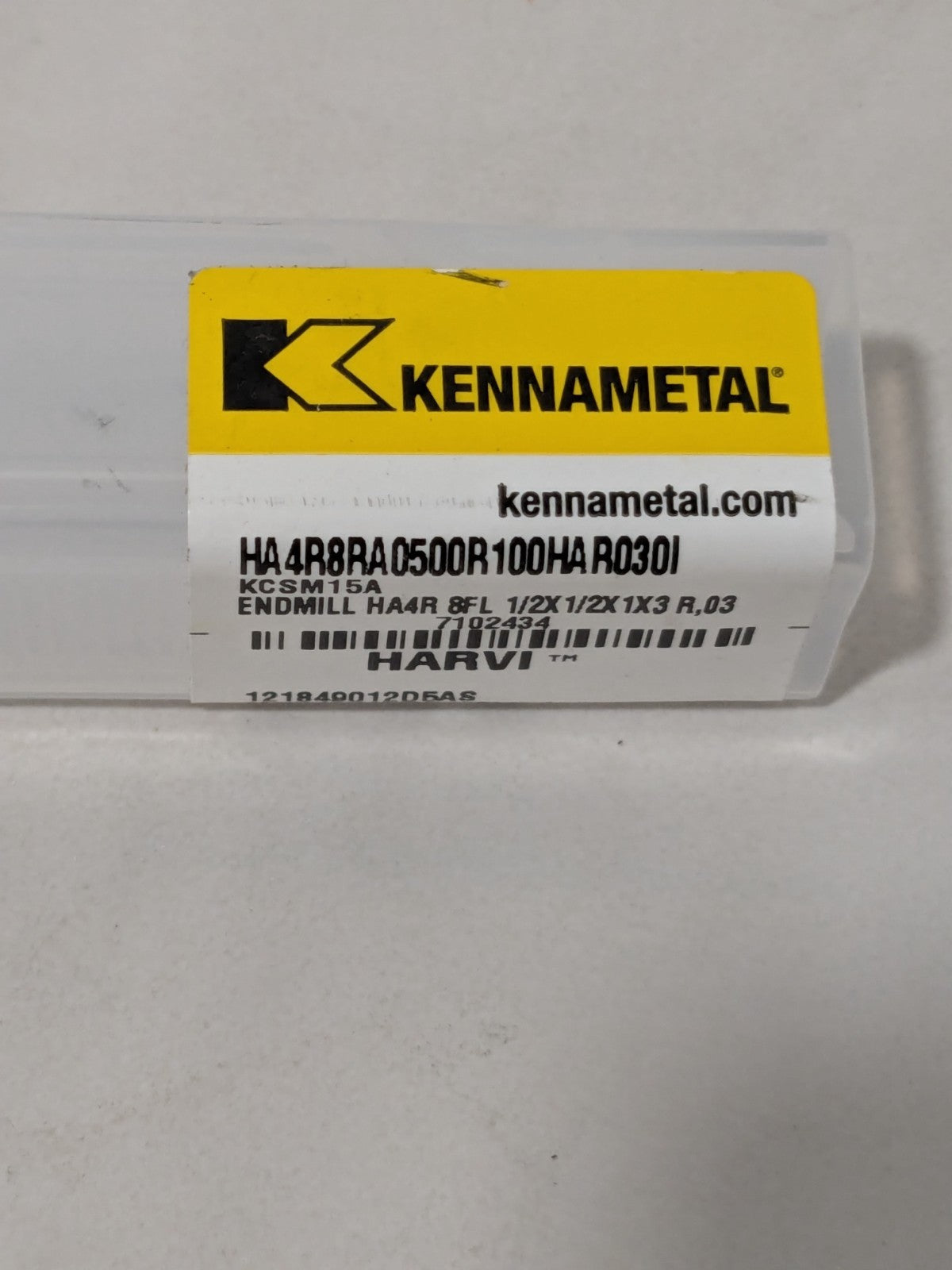 Kennametal Corner Radius End Mill: 1/2" Dia, 1" LOC, 8 FL 7102434