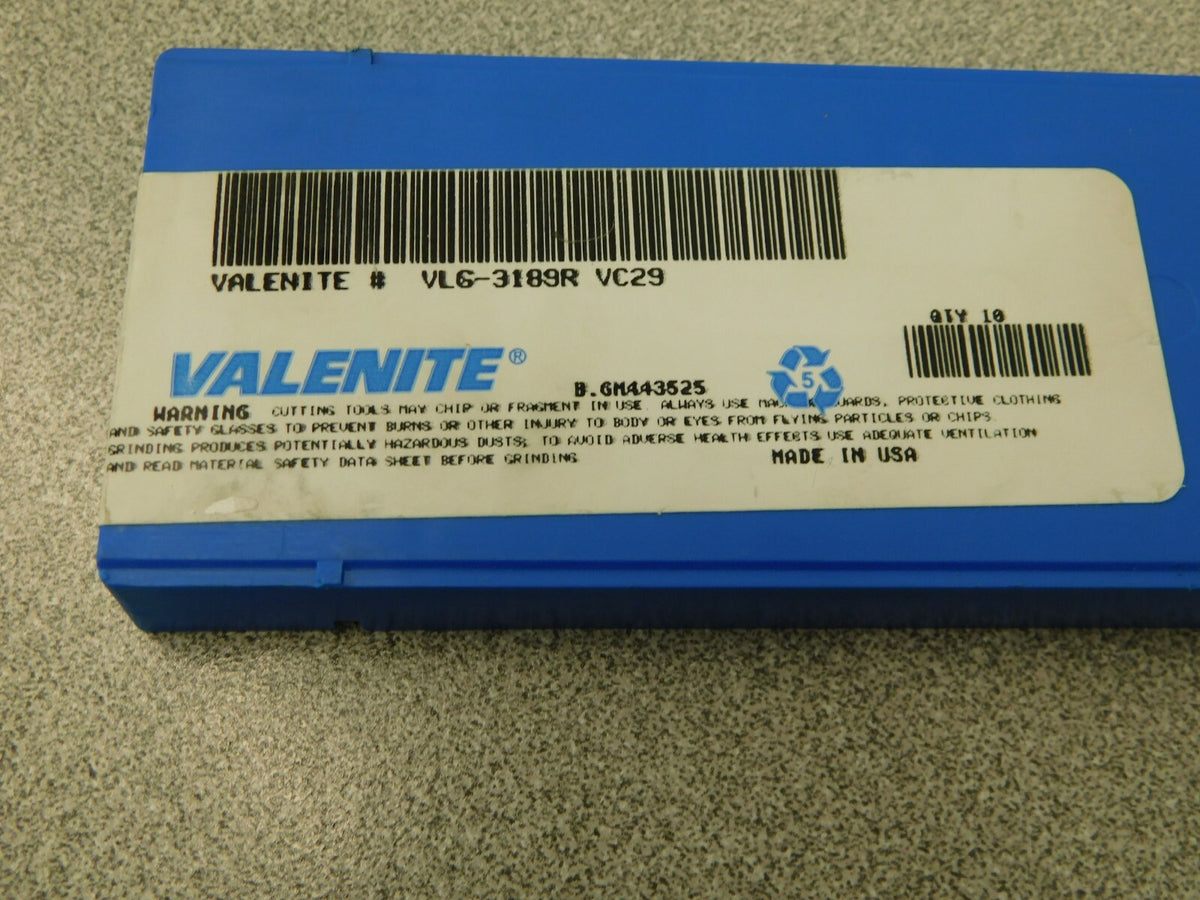 Valenite Carbide Inserts 10Pk VLG-3189R VC29