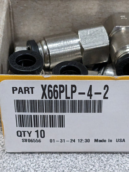 Parker Push-To-Connect Fitting 1/8" Thread, 1/4" OD Qty 10 66PLP-4-2