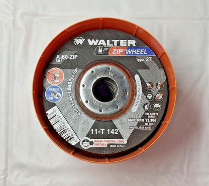 Walter Depressed Center Wheels T27 T42 4-1/2" D3/64" 60 Grit QTY25 11T142