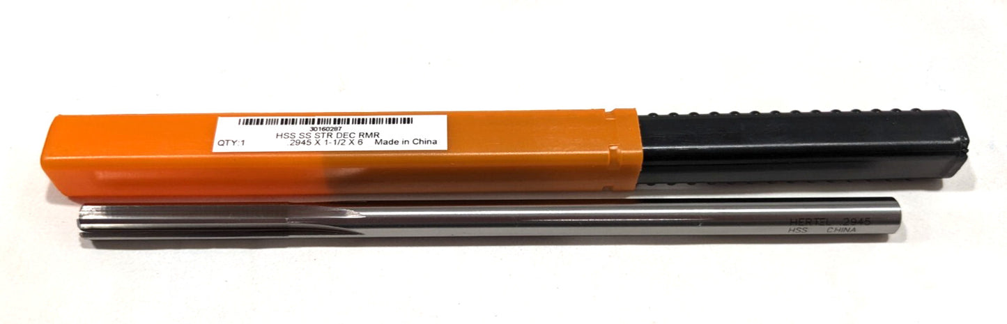 HERTEL Chucking Reamer HSS 0.2945" Dia  6" OAL  1-1/2" Flute Length  72029457