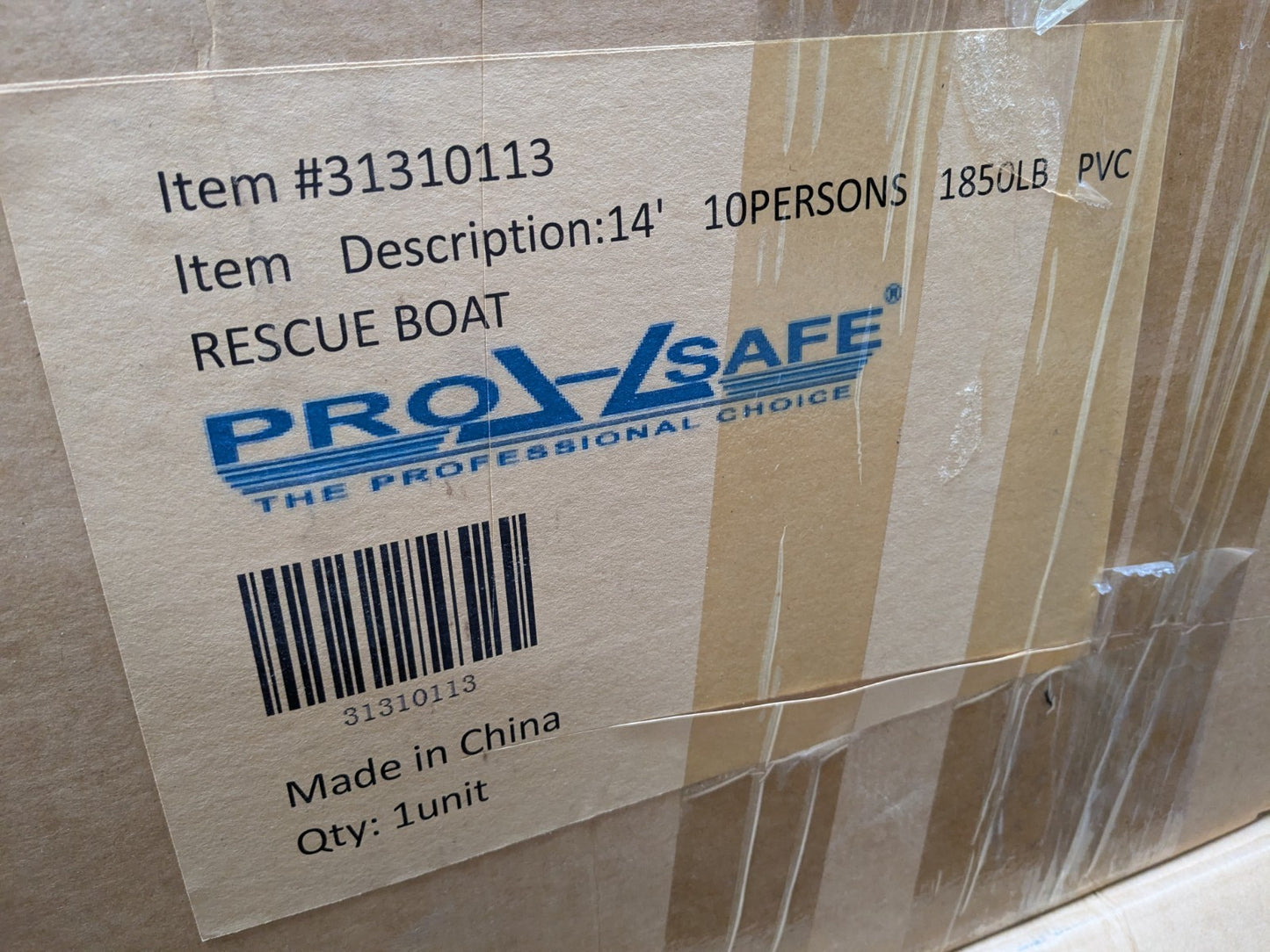 Pro Safe Inflatable PVC Rescue Boat 10-Person 1850 Lb Capacity 14 Ft x 6-1/4 Ft