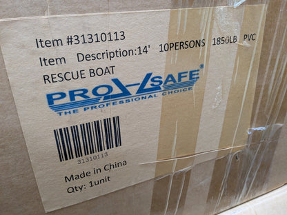 Pro Safe Inflatable PVC Rescue Boat 10-Person 1850 Lb Capacity 14 Ft x 6-1/4 Ft