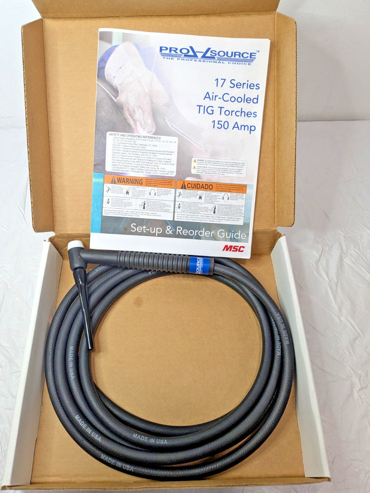 PRO-SOURCE Air Cooled TIG Welding Torch Kit 150A 12-1/2' Rubber Outfit 17F-12-R