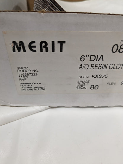 Merit 6" Dia PSA Disc: 80 Grit, Aluminum Oxide Qty 50 08834172049