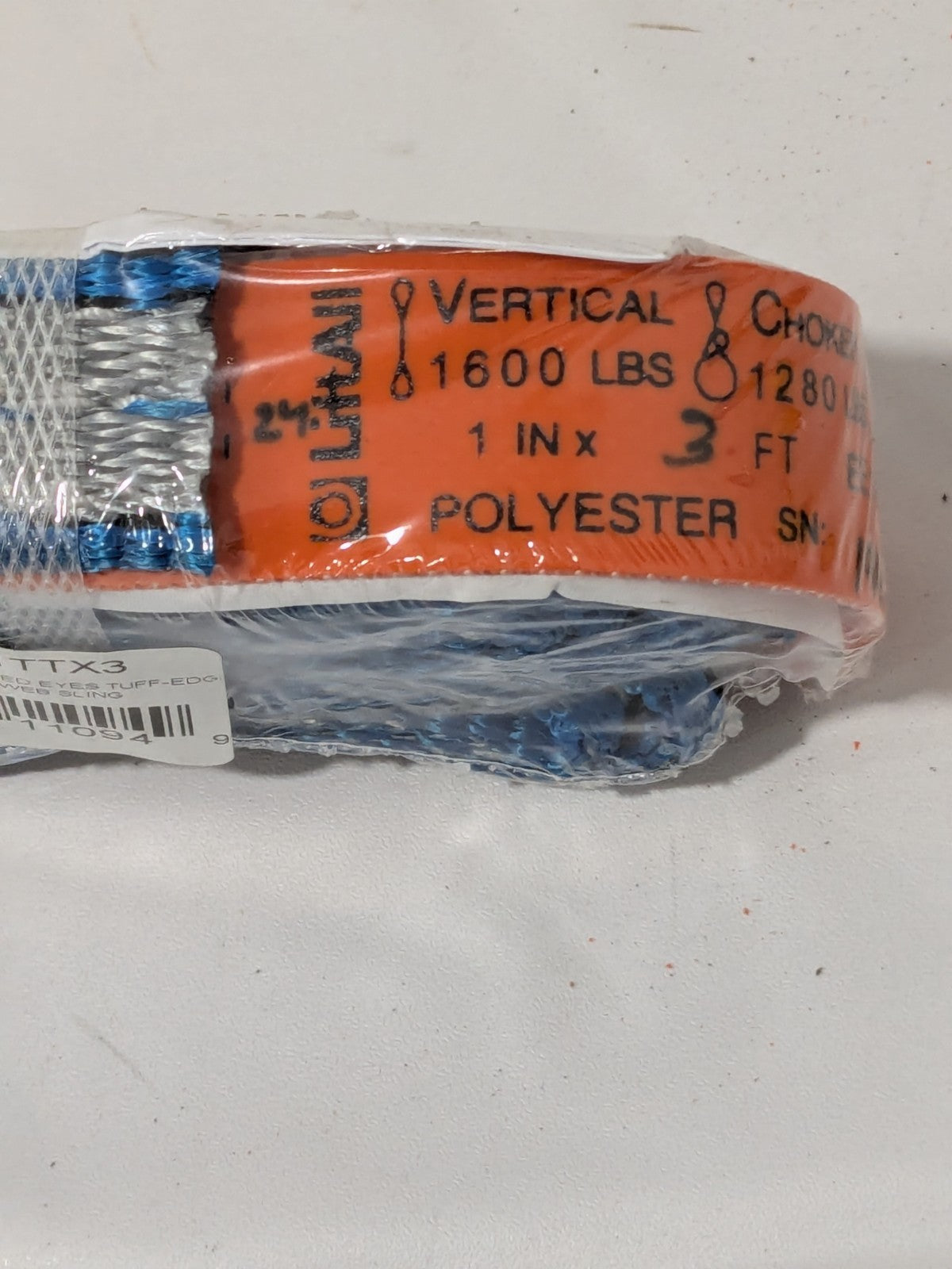 LIFT-ALL Twisted Eye & Eye, Type 4 Web Sling: 3' Long, 1" Wide EE1801TTX3