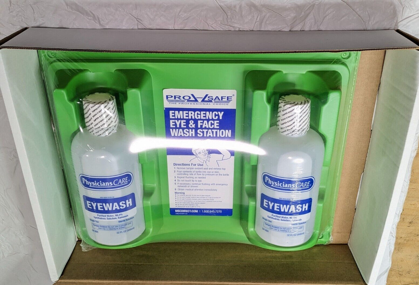 PRO-SAFE Emergency Eye &amp; Face Wash Station Pack of 2 (32 oz Bottles) 24-300M