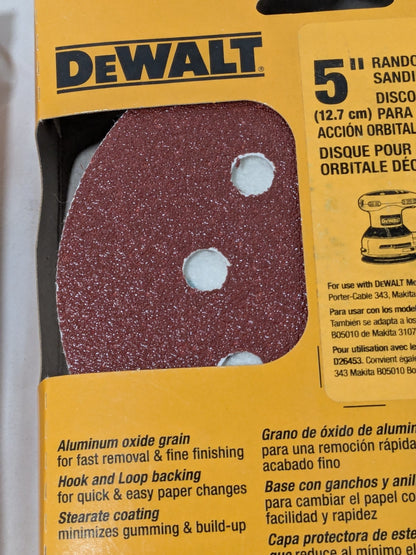 DEWALT Hook & Loop Disc: 5" Dia, 80 Grit, Coated, Aluminum Oxide Qty 50 DW4309