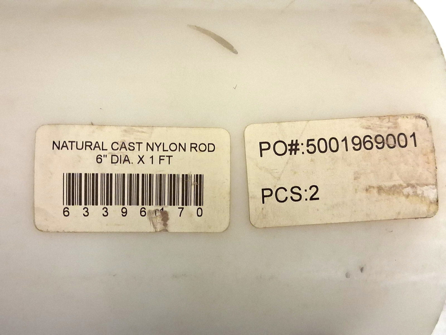 Pro Natural Cast Nylon Rod 6" dia x 1ft Long 5508091