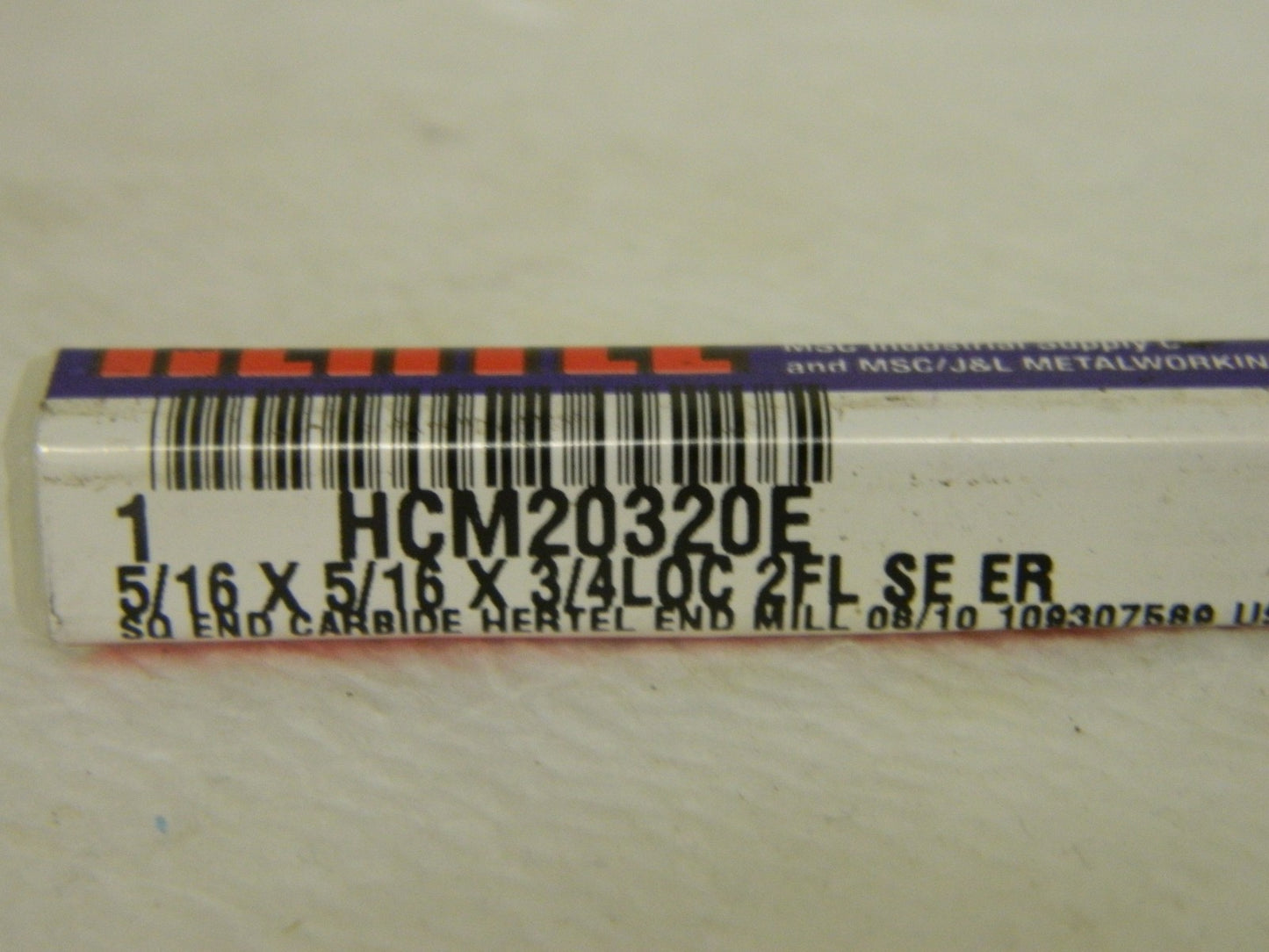 Hertel Carbide Square End Mill 5/16" x 3/4" 2 FL  HCM20320E