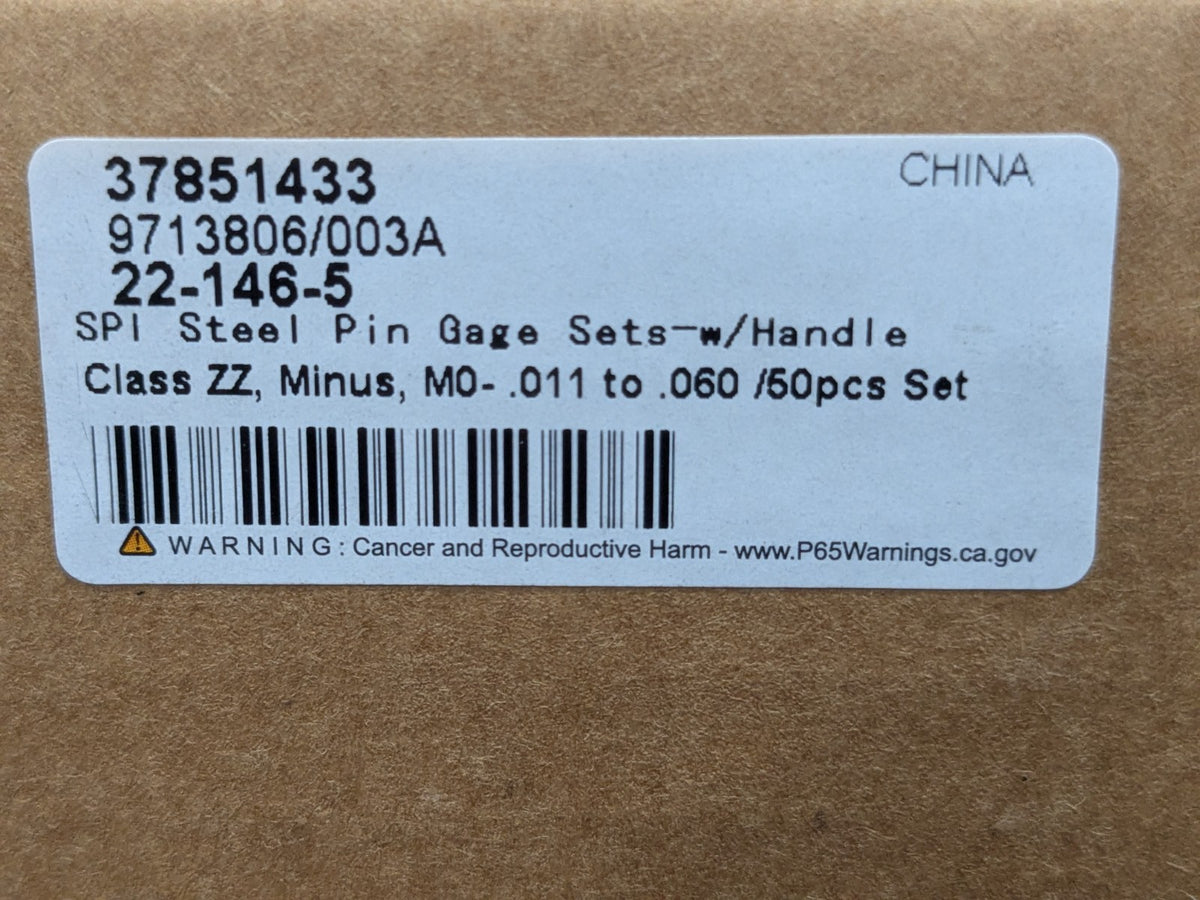 SPI 50 Piece Pin Gage Set 0.011 to 0.06" Minus Class ZZ 22-146-5