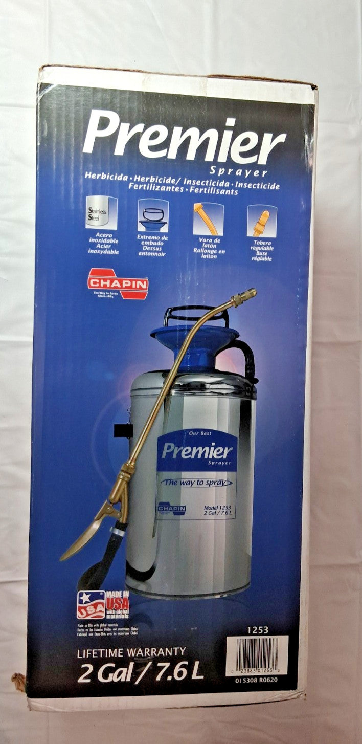 Chapin Stainless Steel Tank 2 Gal Garden Hand Sprayer Wide Mouth Reinforce 1253
