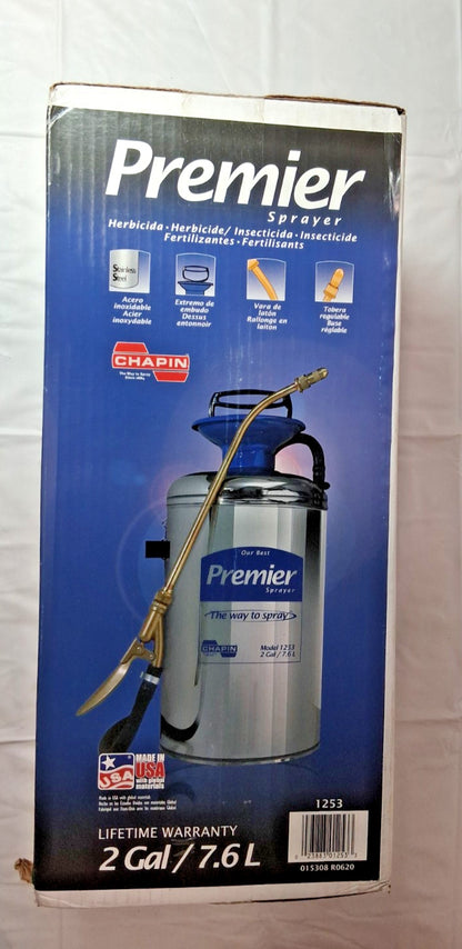 Chapin Stainless Steel Tank 2 Gal Garden Hand Sprayer Wide Mouth Reinforce 1253