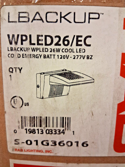 RAB Lighting LED Wall Pack With Emergency Battey for Power Outages WPLED26/EC