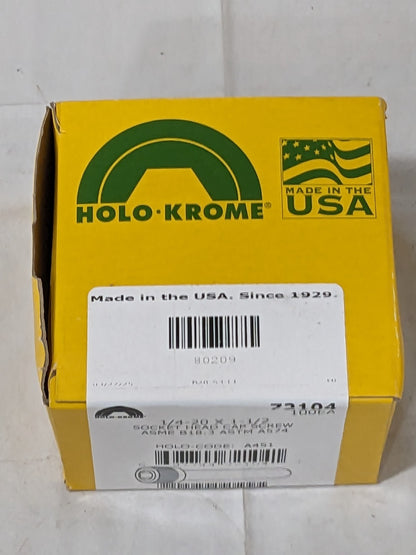 HOLO-KROME Hex Socket Cap Screw: 1/4-20, 1-1/2" LUH Qty 100 72104