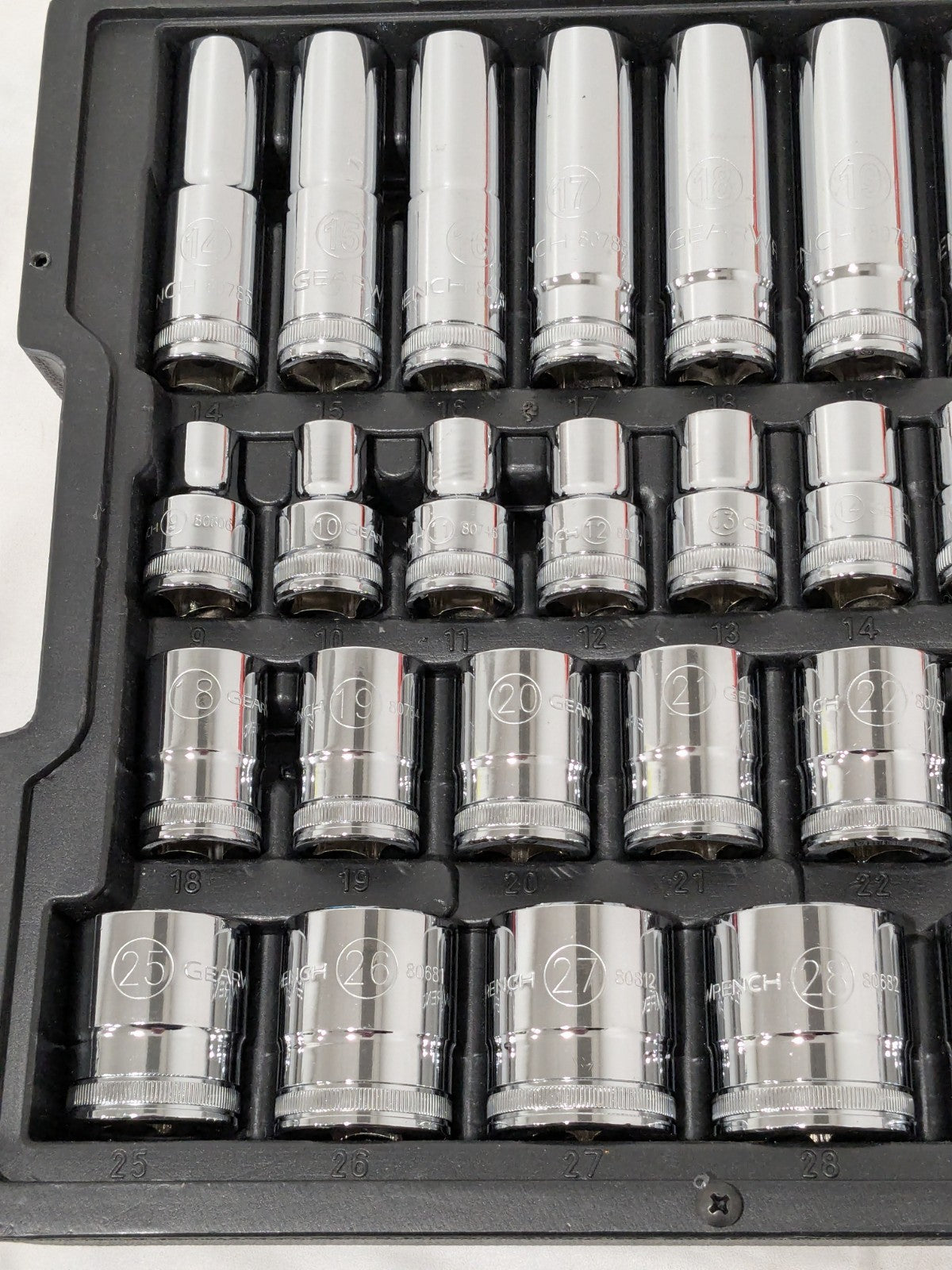 GEARWRENCH Socket Set: Deep Standard, 36 Pc, 1/2" Drive, 9 to 32 mm 80730