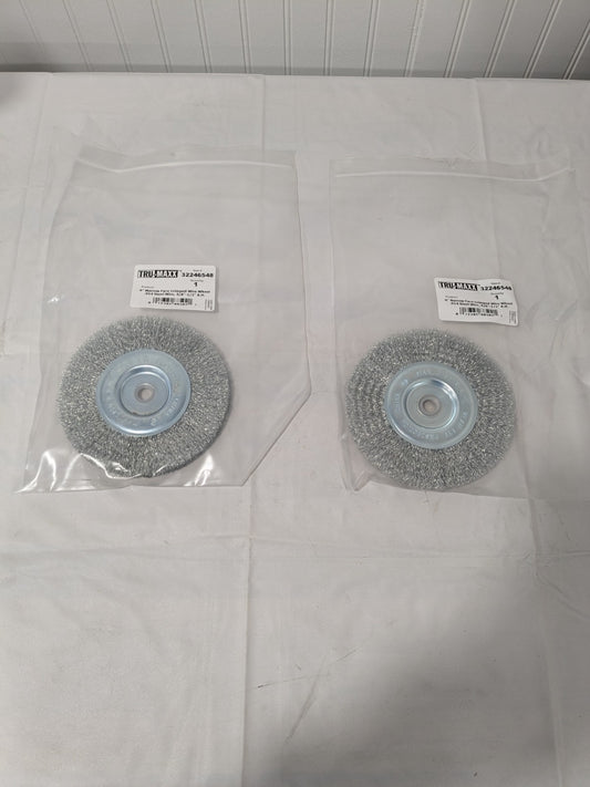 Tru-Maxx Wheel Brush: 6" Dia, Crimped 1/2" Hole, Steel 2 Pack 32246548