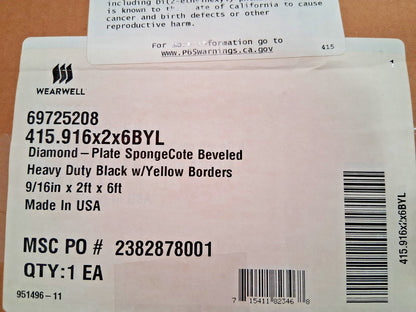 Wearwell Anti-fatigue Mat 6Ft L 2Ft W 9/16 Thick Vinyl Beveled Edges 69725208