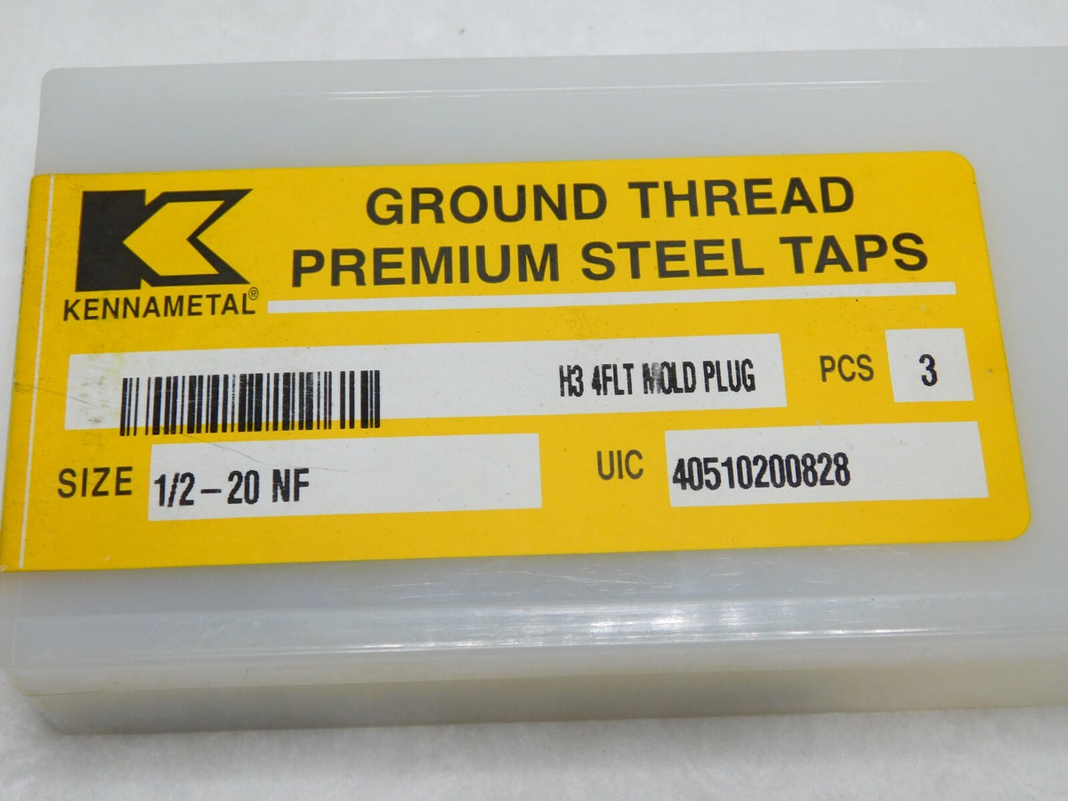 PACK of 3 Kennametal Machine Taps HSSE C12 1/2"-20 UNF GH3 4FL 1434565
