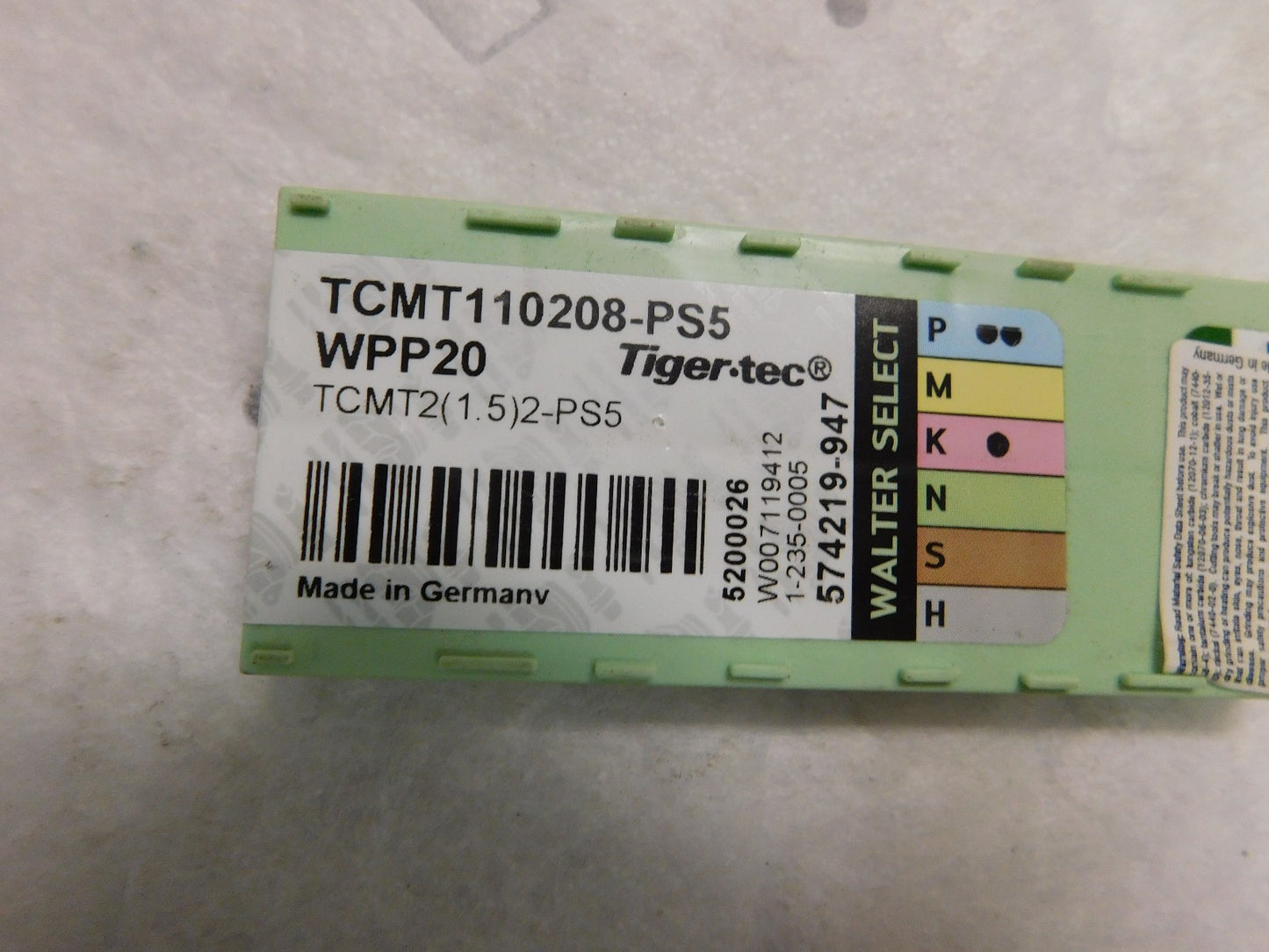 Walter Valenite Carbide Turning Inserts TCMT2(1.5)2 PS5 WPP20 Box of 8 5200026