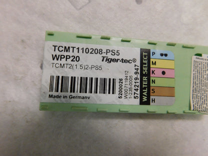 Walter Valenite Carbide Turning Inserts TCMT2(1.5)2 PS5 WPP20 Box of 8 5200026