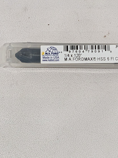M.A. FORD Countersink: 1/4" Head Dia, 120º, 6 FL 79025006