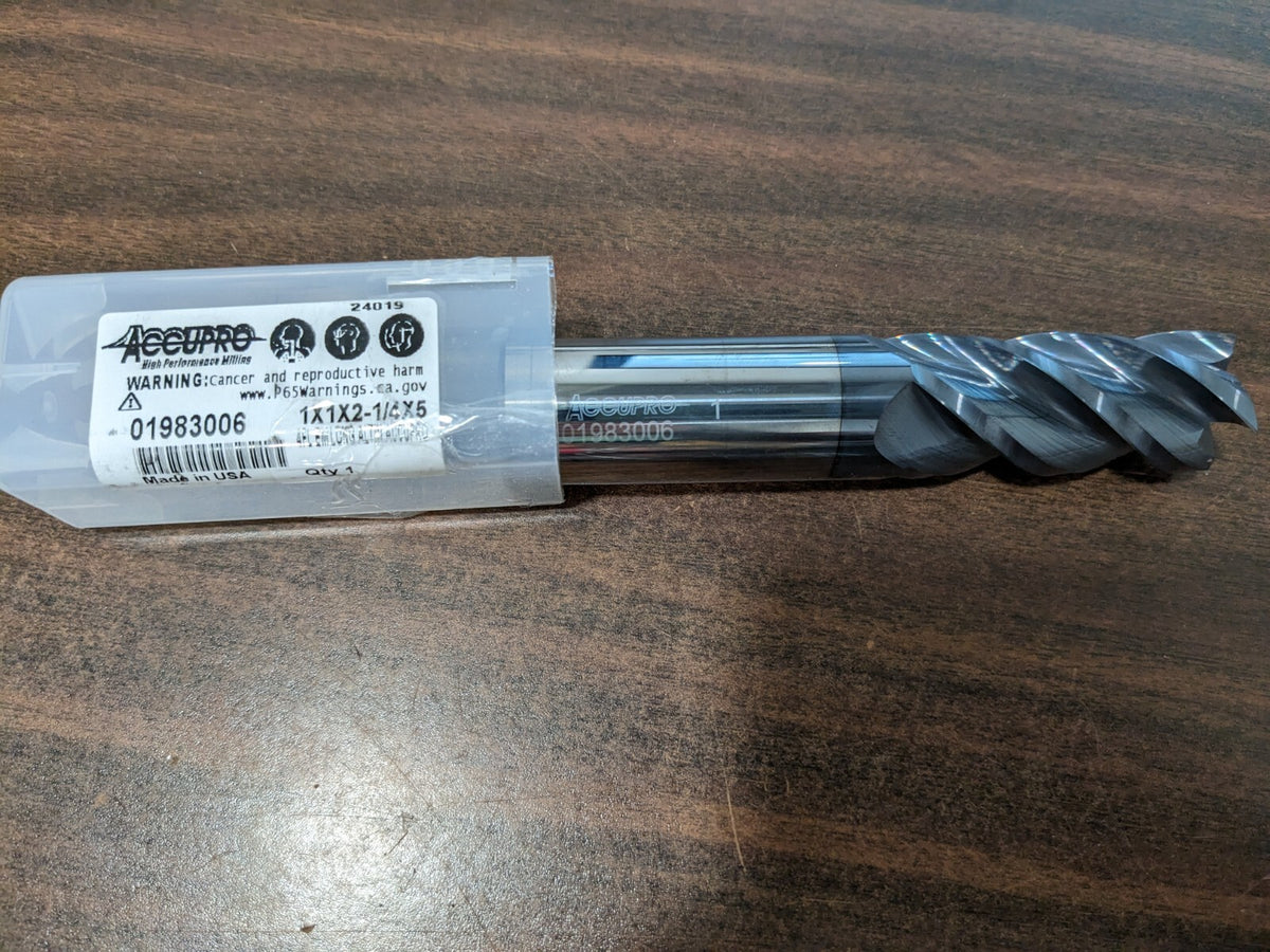 ACCUPRO Square End Mill: 1" Dia, 2-1/4" LOC, 4 Fl 12182985