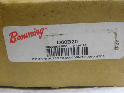 Browning Minimum Bore Dbl Roller Chain Sprocket 1 Bore Diameter 20 Teeth D60B20
