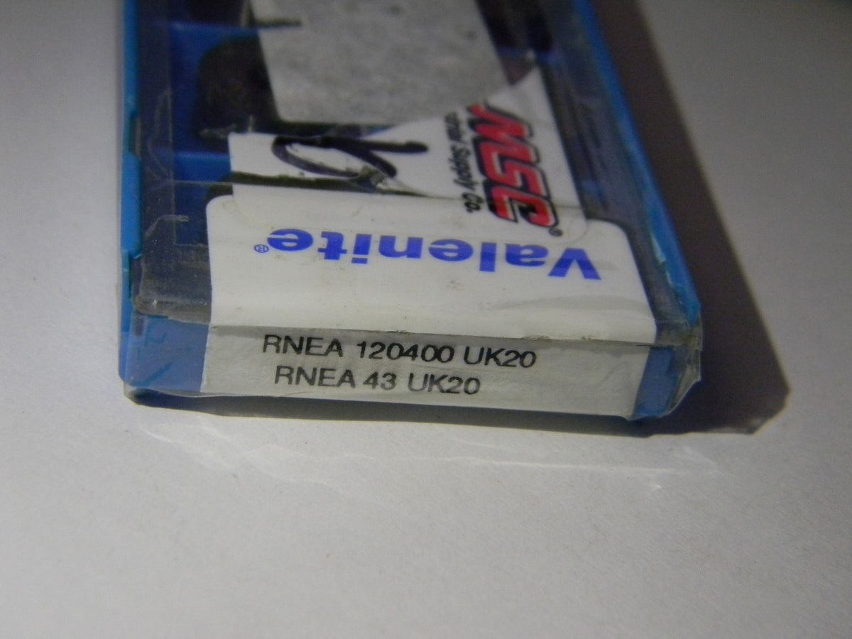 Valenite Indexable Carbide Milling Inserts RNEA120400 RNEA43 Grade UK20 Qty 10