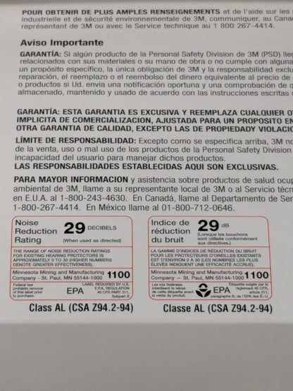 3M Uncorded Earplugs, 29 dB Noise Reduction 1000 Pairs 7100099847