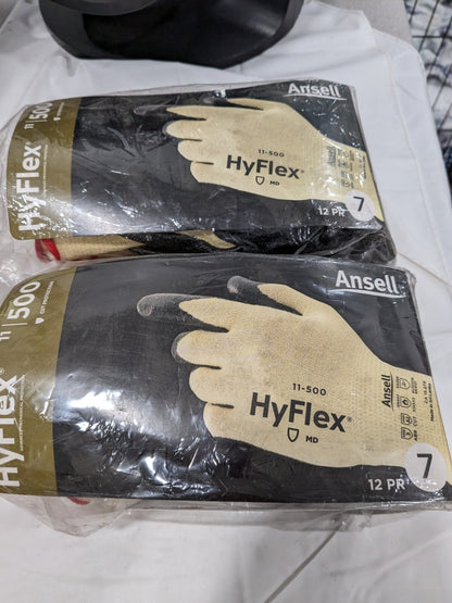 Ansell Gloves: HyFlex Size Small, ANSI Cut A2, Nitrile Qty 24 11-500-7