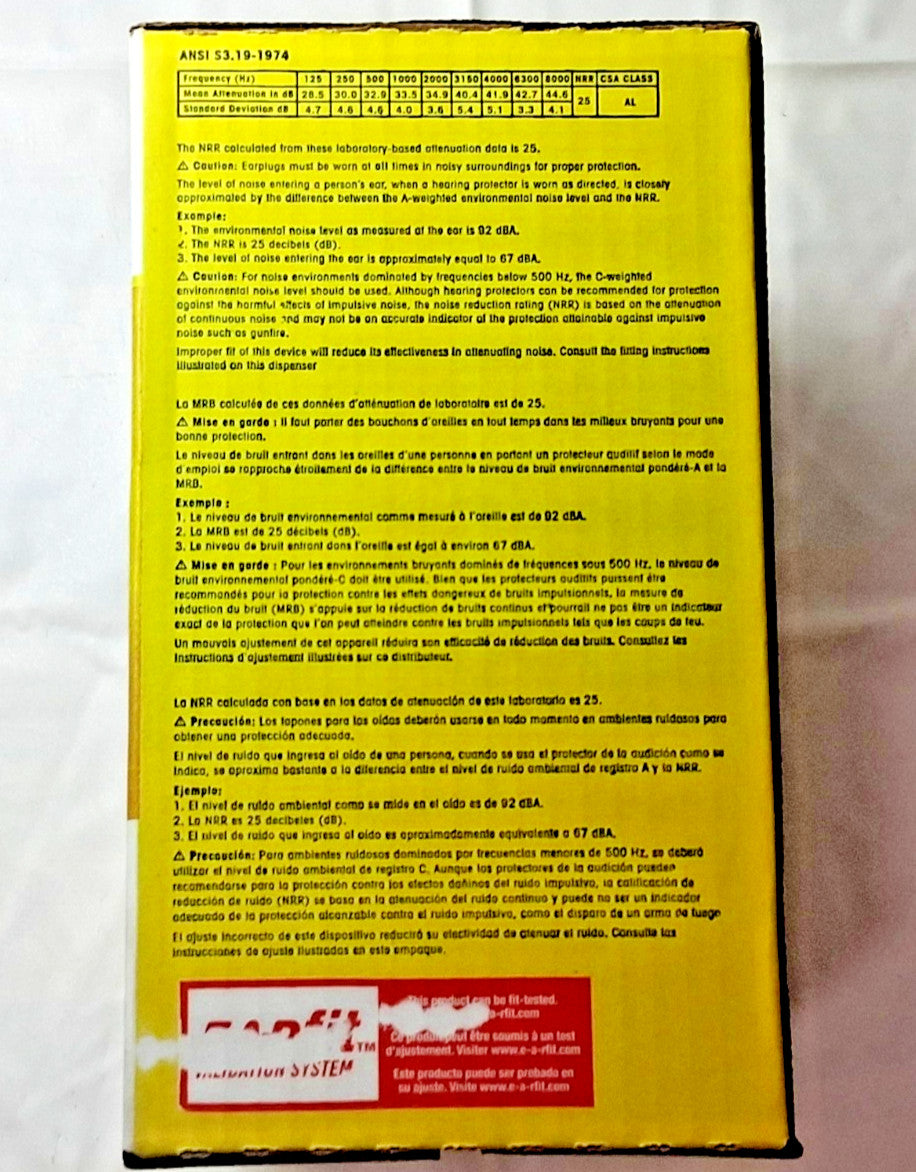 3M Corded Earplugs Plastic Flanged Push-In 25dB QTY100 7000002320