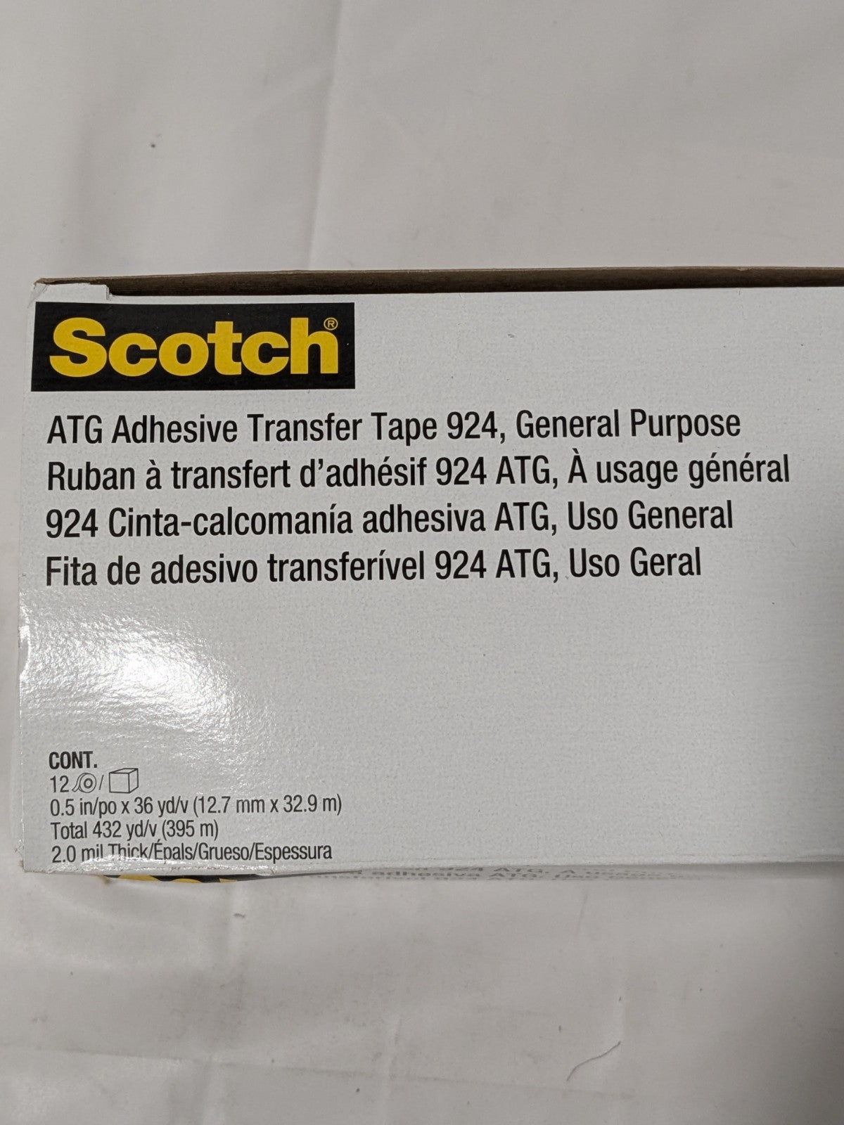 (12 Rolls) Scotch Adhesive Transfer Tape 1/2" Wide, 36 yd 2 mil Thick 7000047500