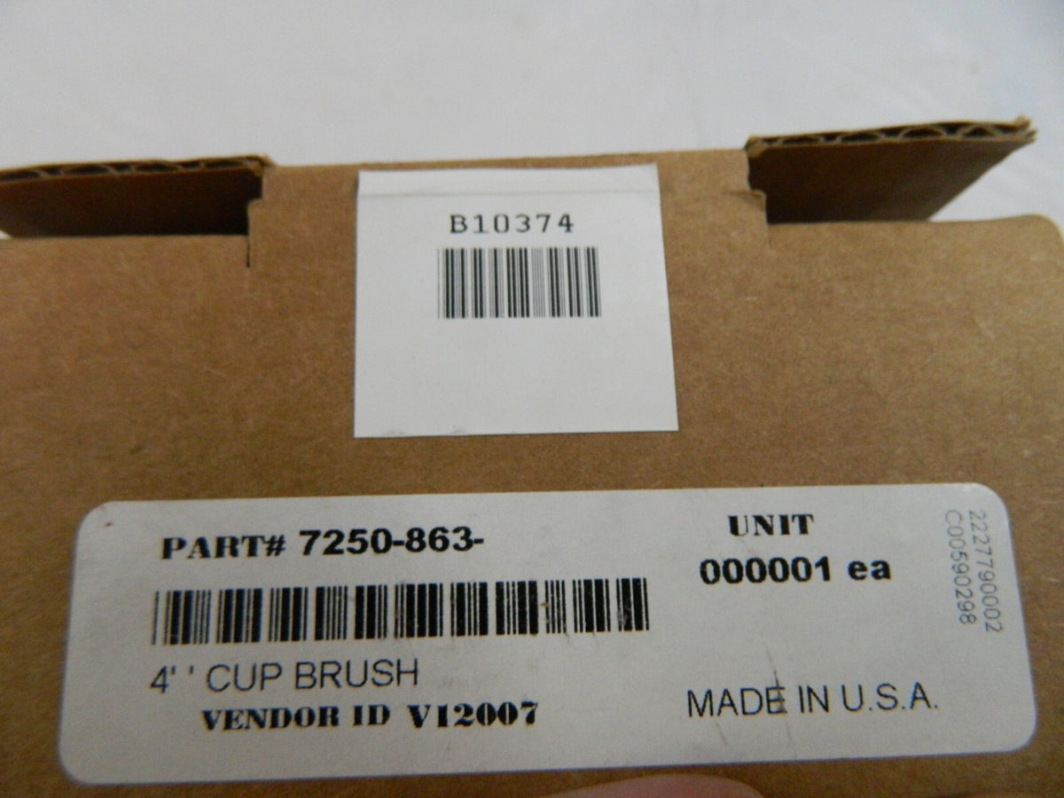 Cup Brush: 4 Dia, 0.023 Wire Dia, Stainless Steel, Knotted BD-B10374