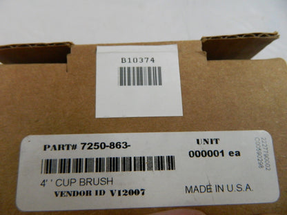 Cup Brush: 4 Dia, 0.023 Wire Dia, Stainless Steel, Knotted BD-B10374